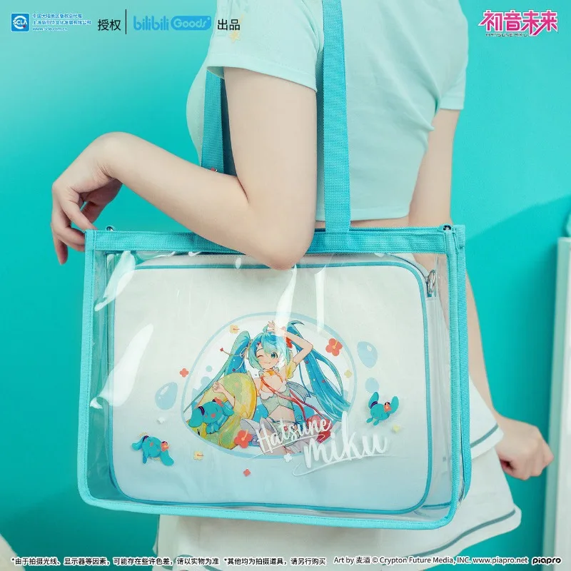 

Прозрачная сумка-желе из серии Hatsune Miku, милая повседневная сумка через плечо для студентов, товары и подарки по мотивам аниме.