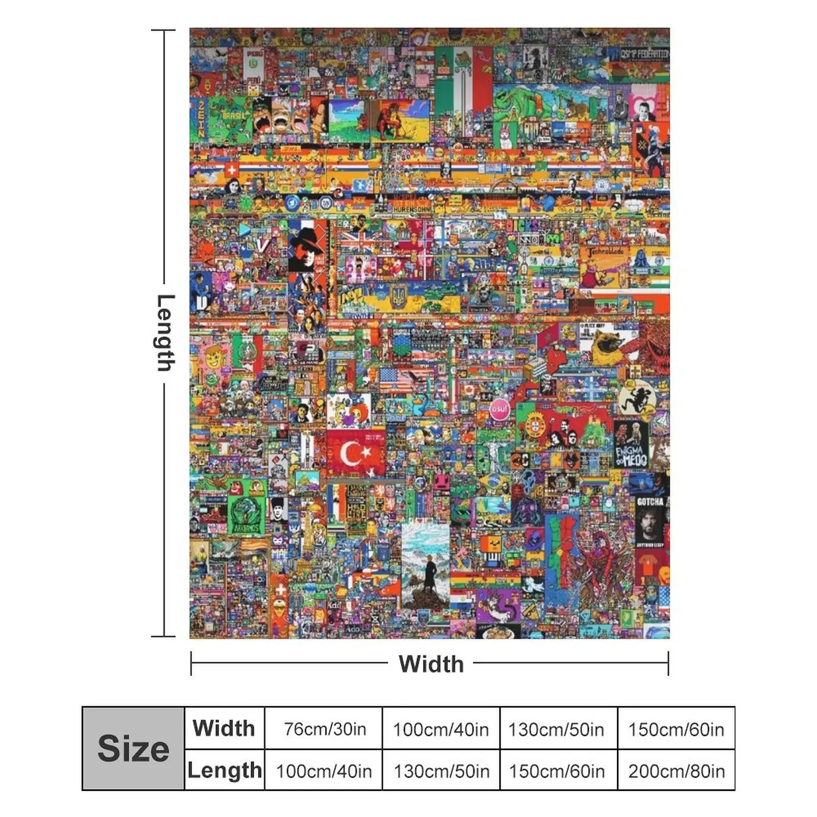 Reddit Place 2023 Merch، Reddit r/place 2023، r/place 20223، Merch، بطانية رمي الملصق، بطانيات أريكة مزخرفة بشعر المانجا