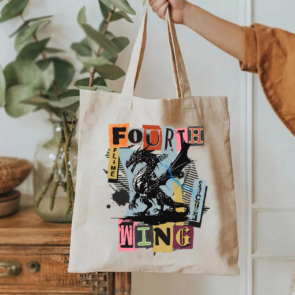 Basgiath War College quarta ala Tote Bags regali per Book Lover Bag borsa da donna 4th Wing Merch Canva Tote Bags Bookworm