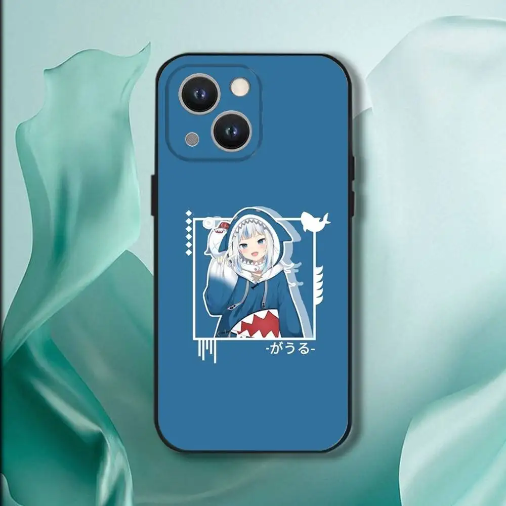 เคสโทรศัพท์ Holive Gawr Gura สำหรับ iPhone 17,16,15,14,13,12,11,Pro,XS,Max,XR,Plus,E,SE4,Mini สีดำแบบนิ่ม