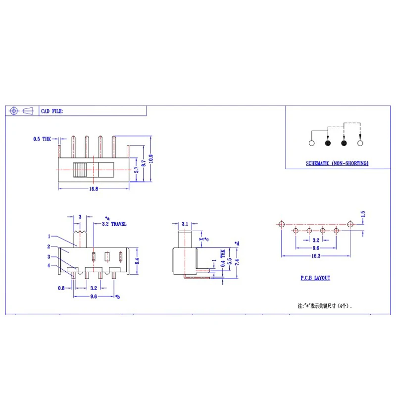 5pcs/lot SS-13F24 Toggle switch Three speed four foot bent foot horizontal board with bracket electronic toy sliding switch