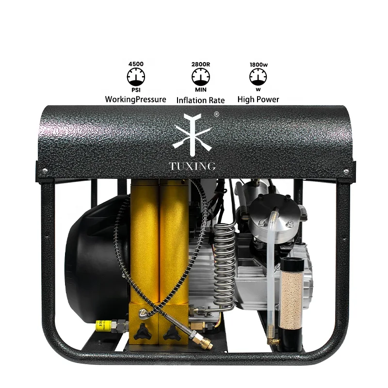 TUXING Multifunction Double Filter LCD Display Auto Stop 30mpa/4500psi/300bar Portable Diving Paintball Pump PCP Air Compressor