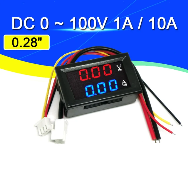 Mini woltomierz cyfrowy Amperomierz DC 100V 10A Panel Amp Volt Miernik napięcia Tester Detektor 0.56" Podwójny wyświetlacz LED Auto Car