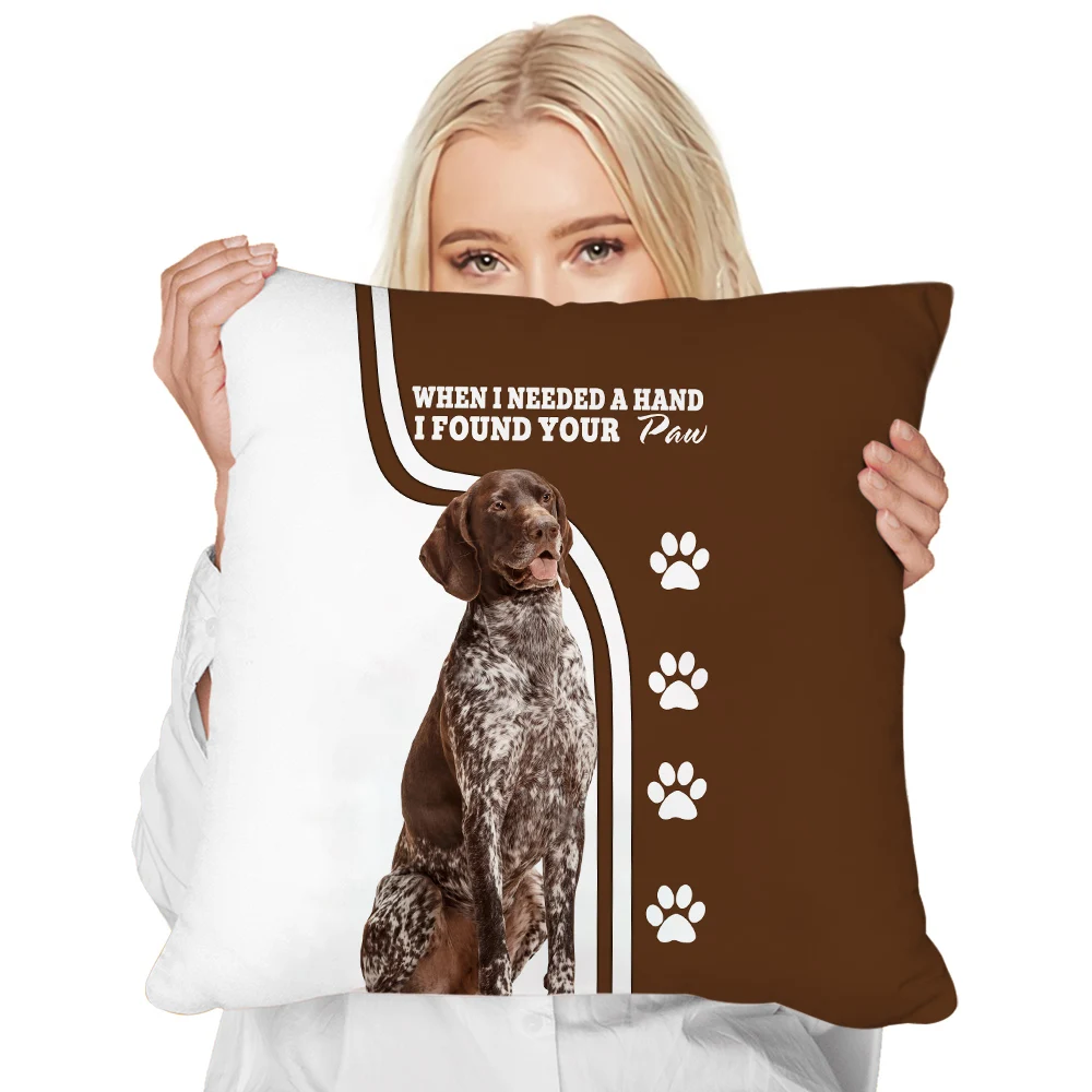 CLOOCL Fashion Animals Pillow Case German Shorthaired Pointer 3D Printed Cushion Cover Zip Pillow Cover for Sofa Home Decor