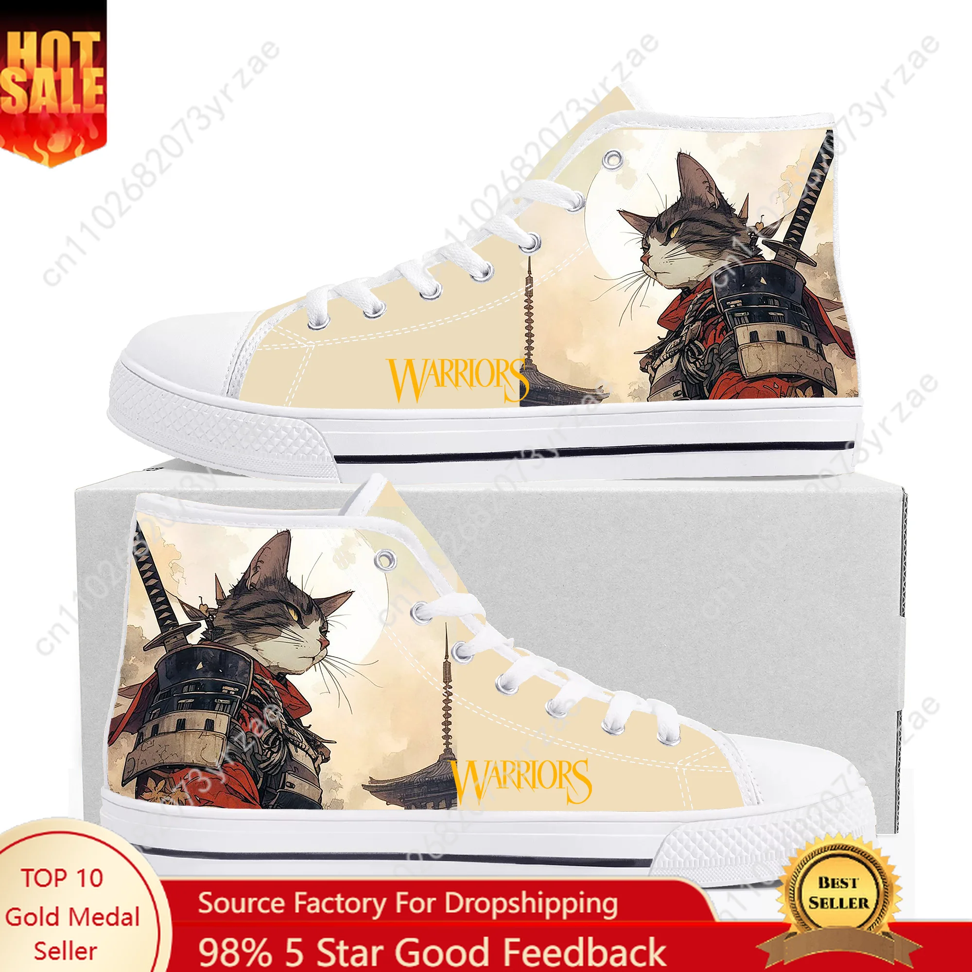 

Cat Warrior High Top High Quality Sneakers Men Women Teenager Canvas Sneaker Casual Fashion Animation Patterns Shoe Custom Shoes