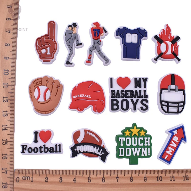 PVC Shoe Charms Cartoon Shoe Accessories Baseball DIY Shoe Decoration Football Shoe Buckles for Clog Sandals X-mas Gifts