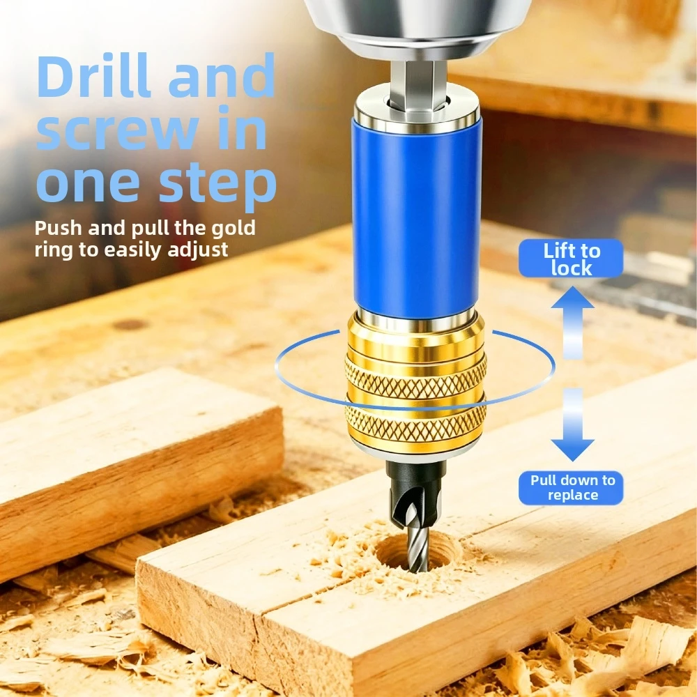 2in 1 Woodworker Countersink Drill Bit Hex Shank Quick Change Combination Drill Bit Magnetic Bit Retention
