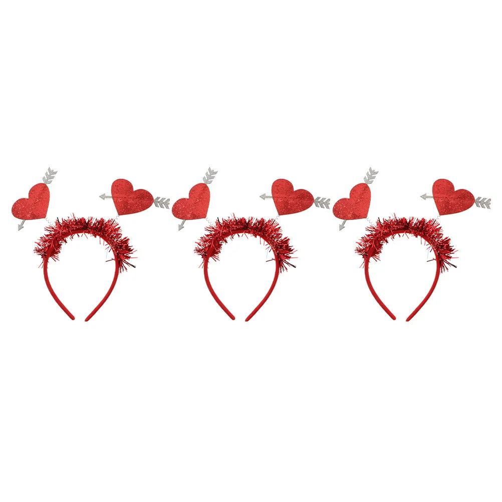

3Pcs Heart Design Headdress Exquisite Party Hair Decor Valentine's Day Costume Accessory Festive Headband Heart Design Headdress