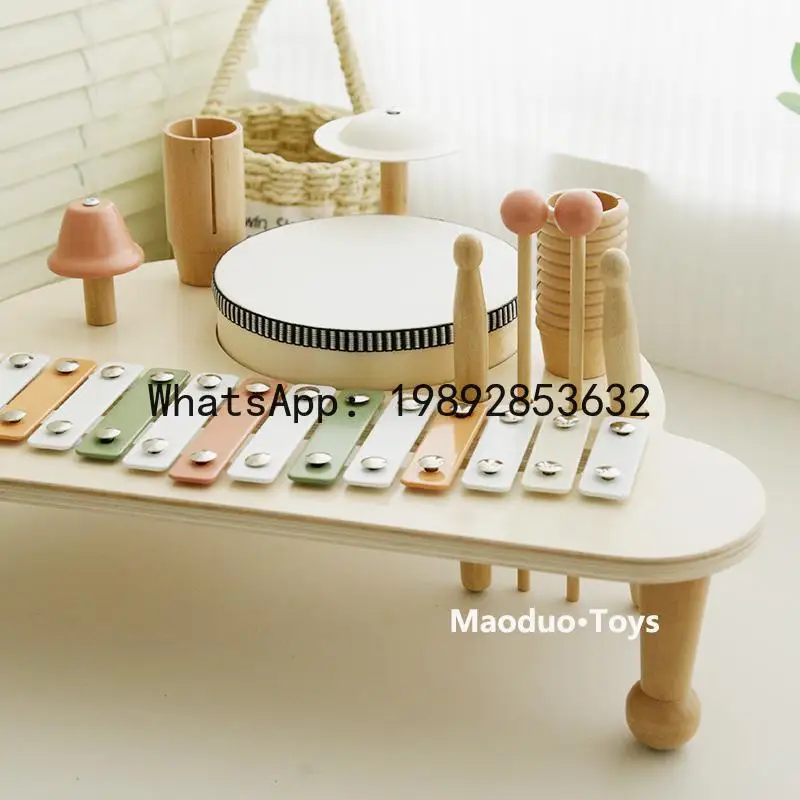 مجموعة طبلة الأطفال لعبة أطفال خشبية أورف قرع أداة تعليمية متعددة الوظائف حامل موسيقى #5