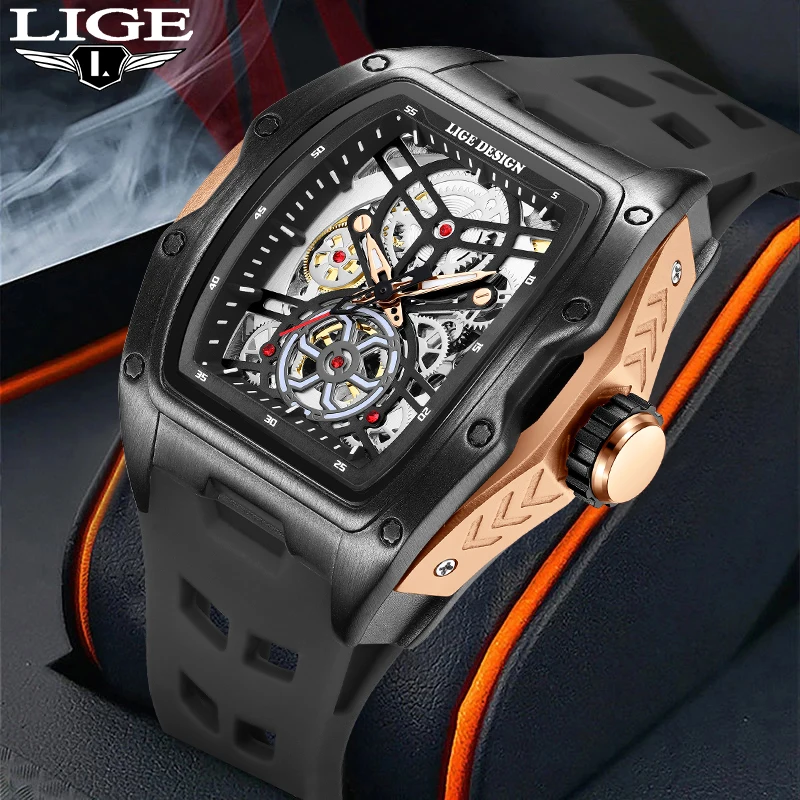 

LIGE Original Design Mechanical Man Watch Top Brand Luxury Outdoor Casual Sport Fashion Automatic Waterproof Watches for Men+Box