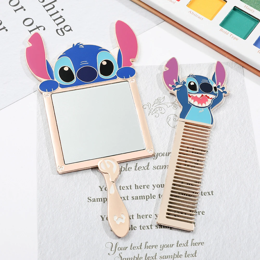 Super cute, Stitch makeup brush set, creative portable hand mirror and comb to choose from, suitable for girls' birthday parties