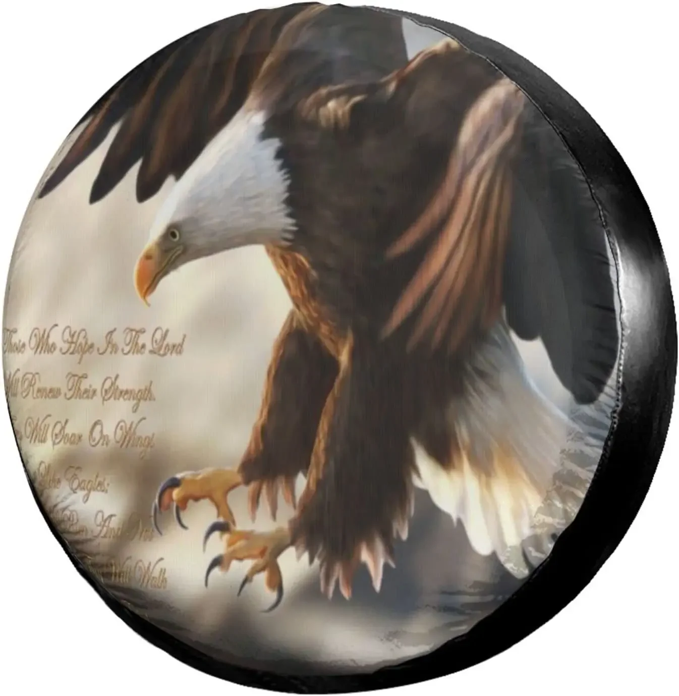 Religious Bald Eagle Spare Tire Cover Polyester  Sunscreen Waterproof Wheel Covers for Trailer RV SUV Truck Many Vehicles