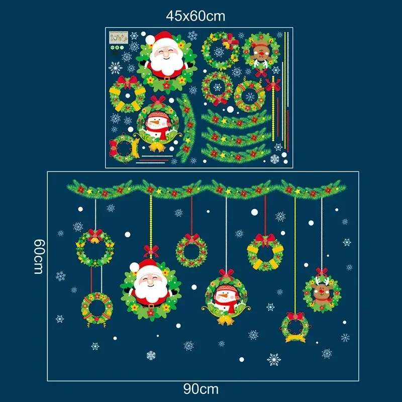 2025 Christmas Window PVC Clings Stickers Decoration For Home Room Wall Glass Merry Xmas New Year Decals Stickers