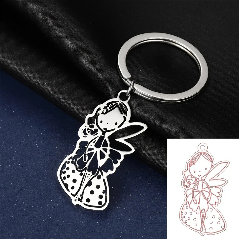 Custom Children's Graffiti Keychain Personalized Hand Draw Keychians Logo Picture Key Ring Stainless Steel Jewelry Kids Gift