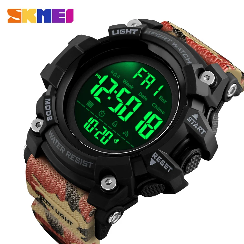 SKMEI Shockproof 2 Time Sport Watch Stopwatch Count Down Mens Digital Watches Waterproof Soft Clock For Male reloj hombre 1384