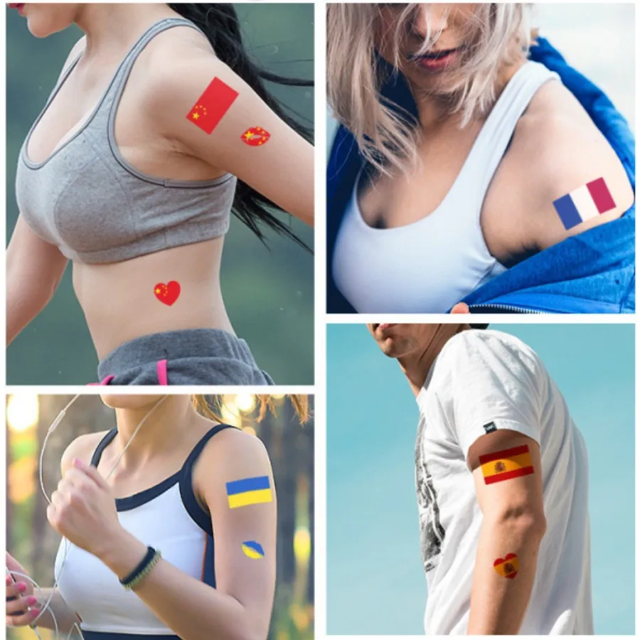 1PC Waterproof Tattoo Stickers of Football National Flag Series for Sports Matches, Shine Out in the People