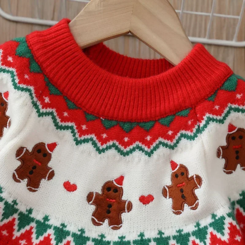 Christmas New Children's Sweater Plush Thickened Boys and Girls Cartoon Little Bear Cute Versatile Knitted Sweater