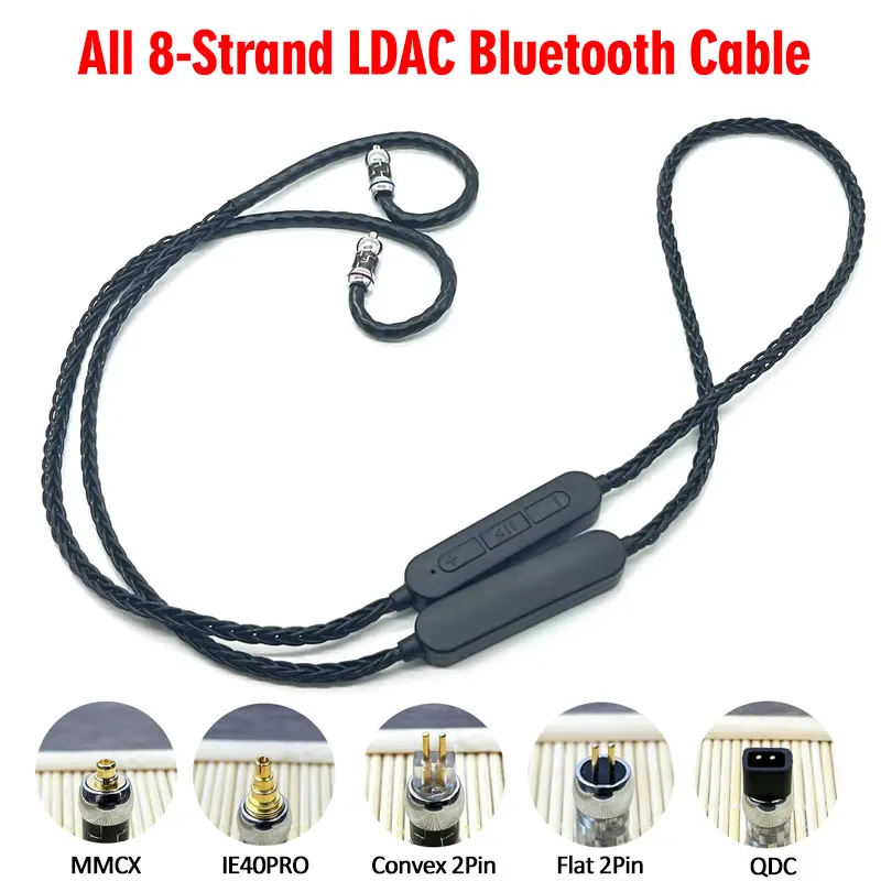 

LDAC 24Bit/96kHz QCC5125 Bluetooth5.1 aptX Adaptive HD HiFi Upgrade Cable All 8-Strand Low Latency Waterproof Handmade Cable AAC