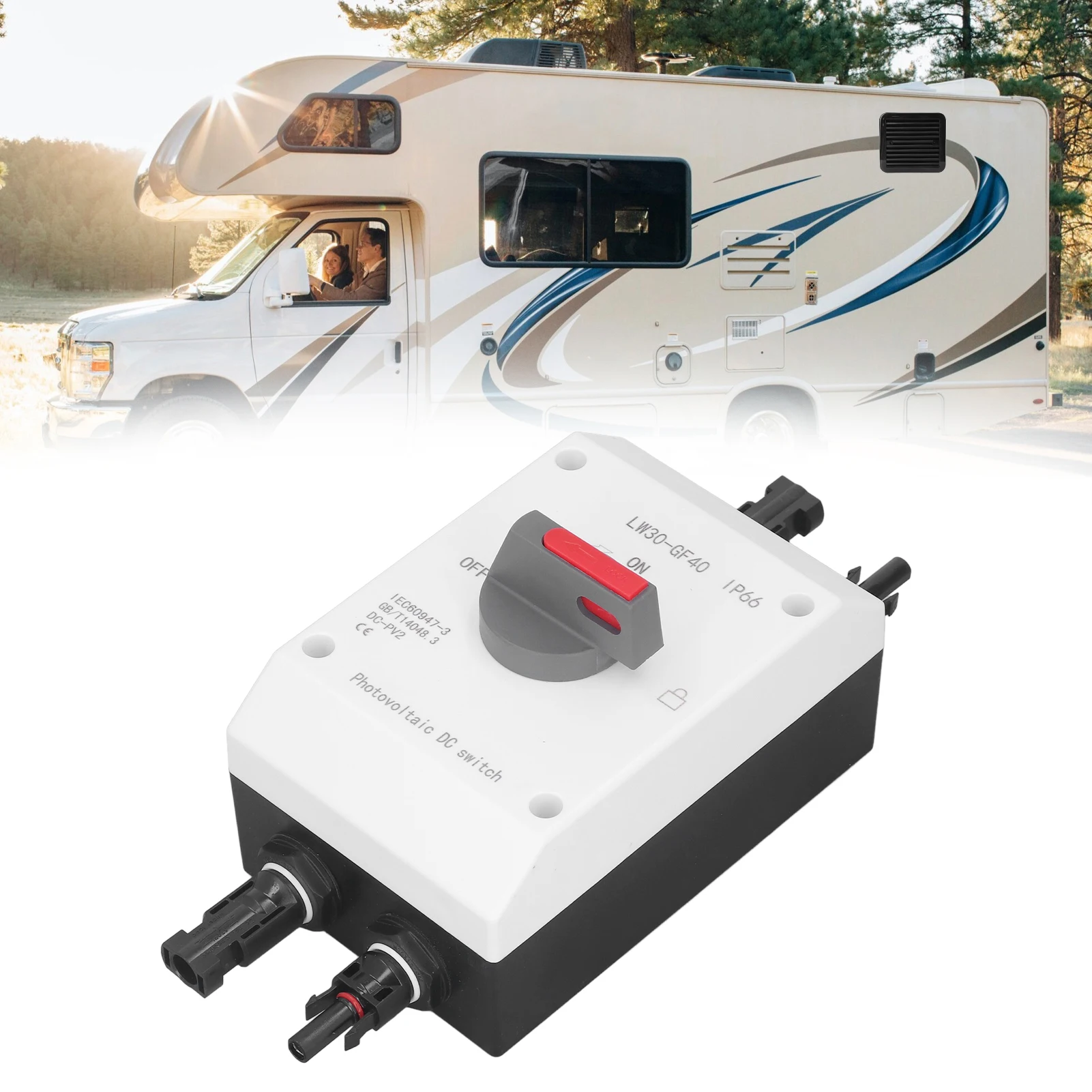 

Photovoltaic Isolator Solar IP66 Waterproof Insulated for Solar Powered RV 1200V 32A 4P Disconnect