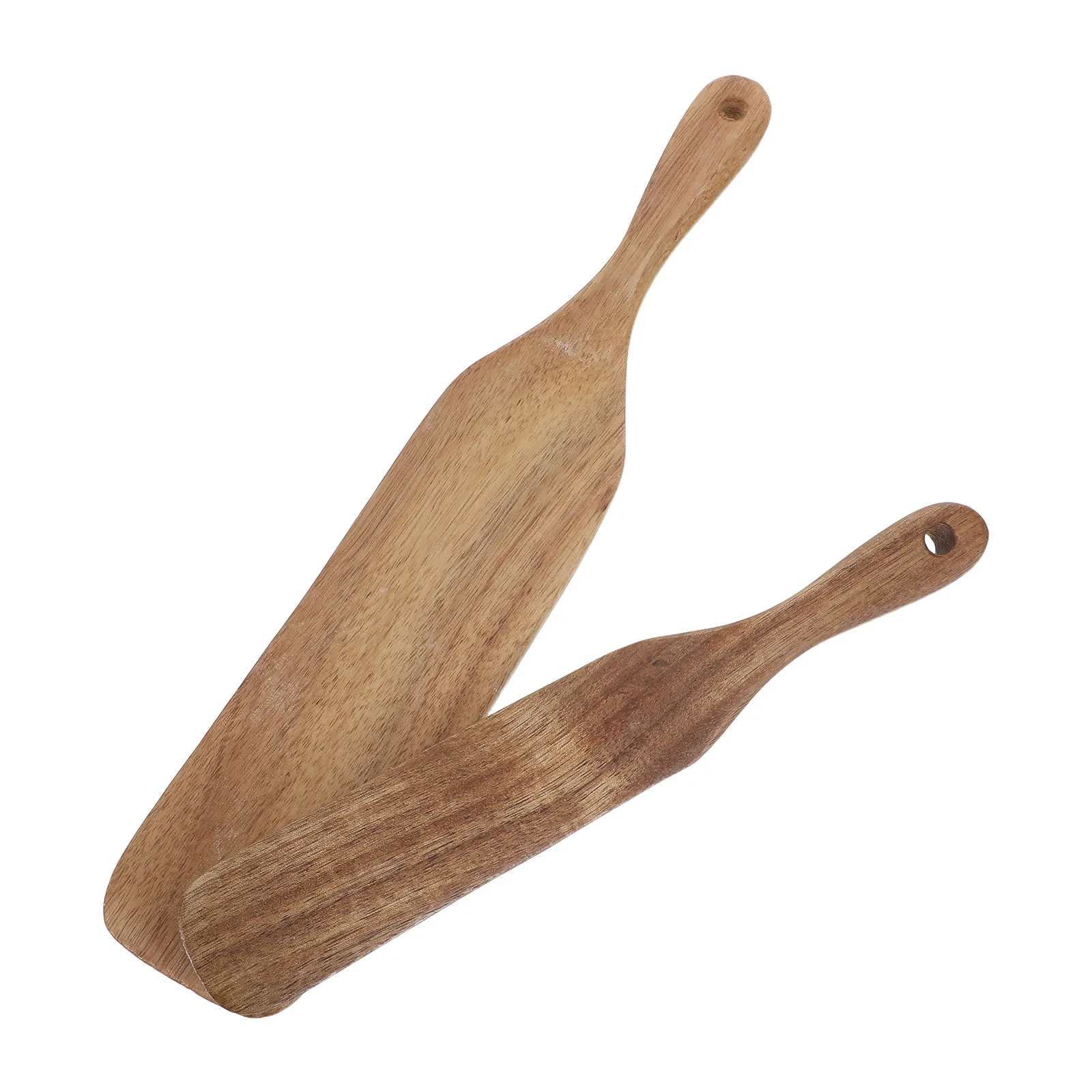 2Pcs European Style Wooden Spurtle Set Long Handle Mixing Dough Whisk Jar Bottom Reaching Scraper Non Scratch Cookware Baking