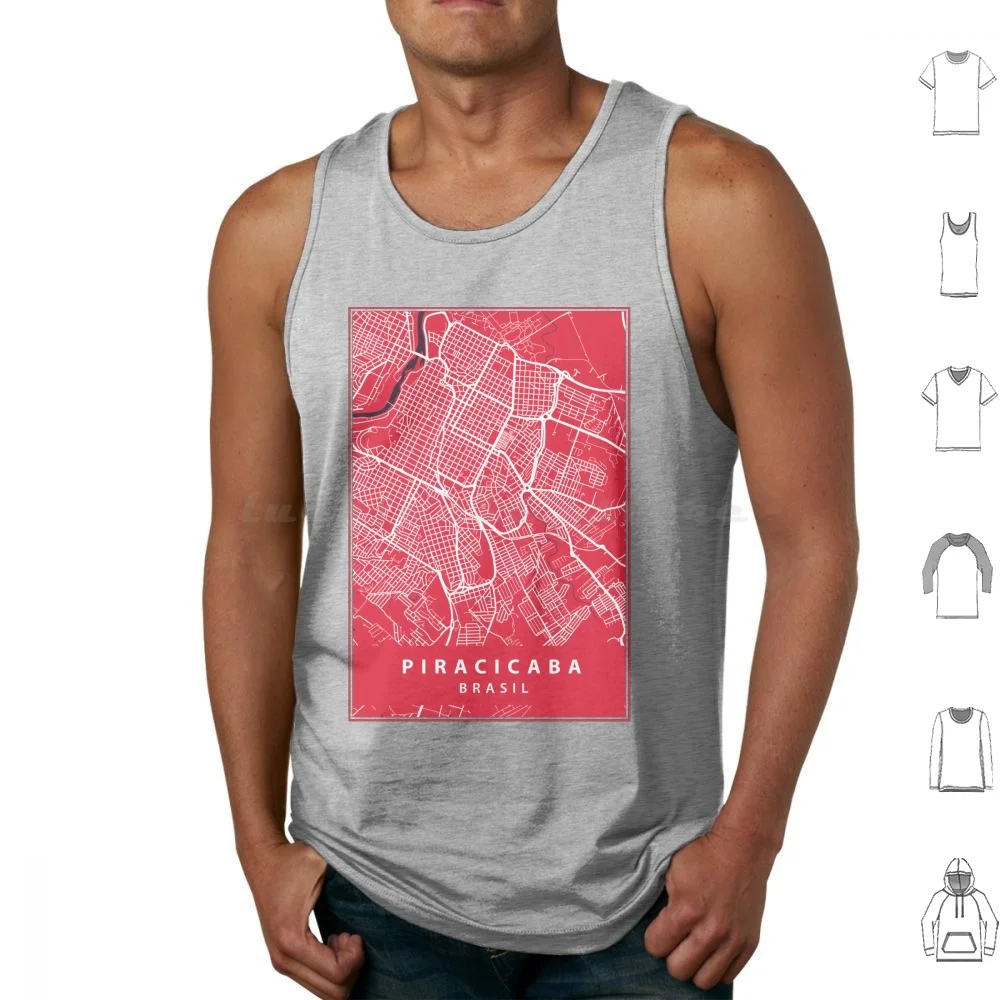 Piracicaba-Brasil-Cartão de Rua Regatas Estampadas Algodão Piracicaba São Paulo S? O Paulo Brasil Mapa Cidade Casa Cidade Reta