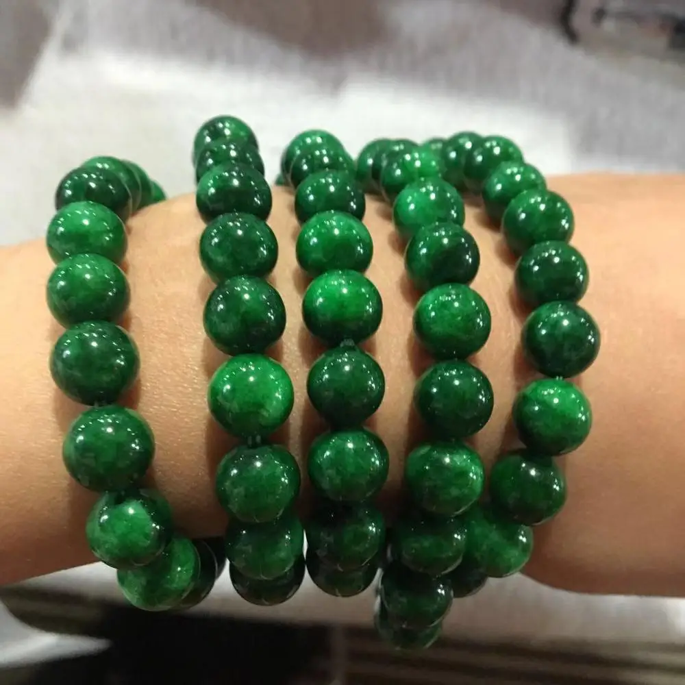 Natural Myanmar Green Jade Bracelets 108 Beads Bracelet Jade Rosaries for Women Men Prayer Emerald Certified Jades Stone Bangles