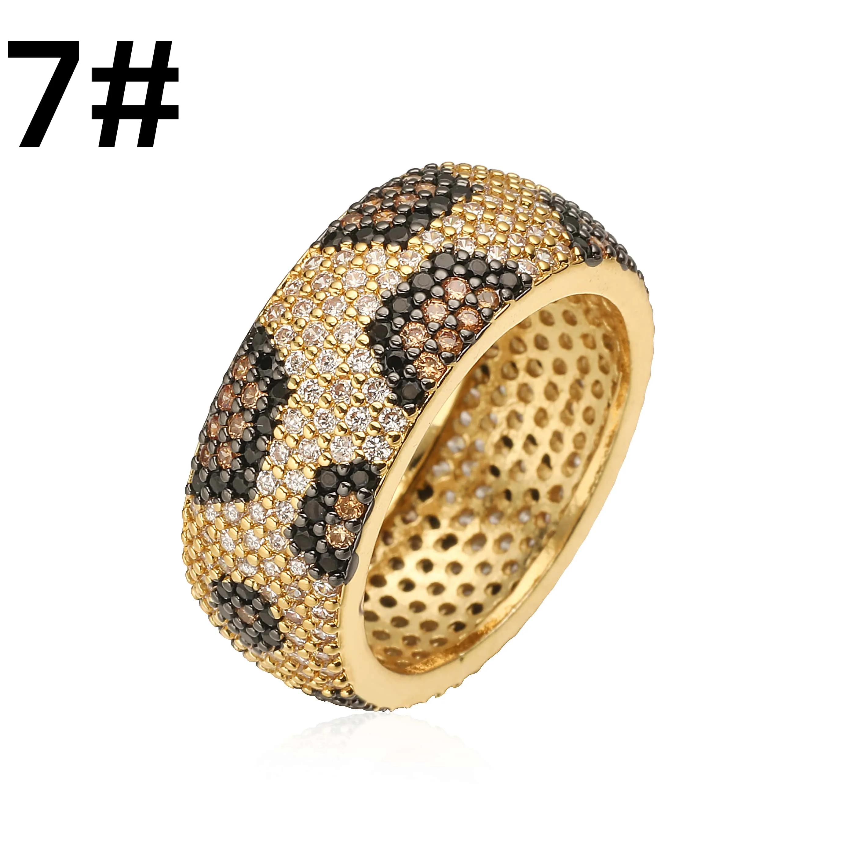 HECHENG, zweifarbiger Ring mit Leopardenmuster, runde Herzform, verstellbarer Schmuck, Unisex, Hip-Hop, Y2K-Zubehör, 1 Stück – Detail 6