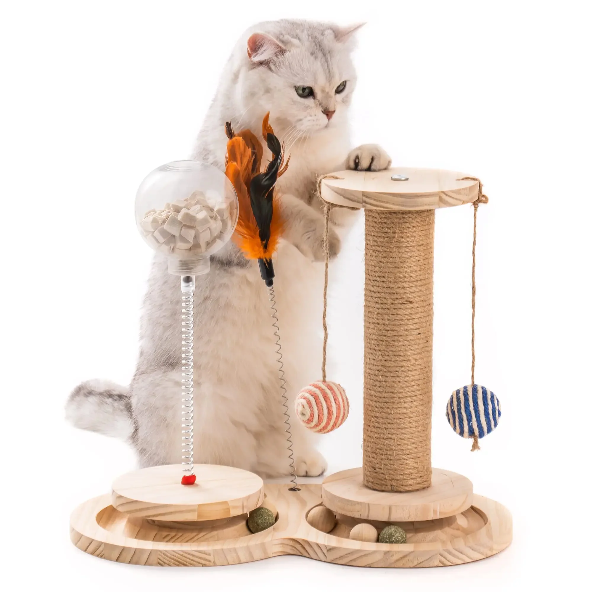 For MEWOOFUN's Interactive Cat Toys with Scratching Post Keep Your Feline Friend Entertained  Perfect Enrichment Toys