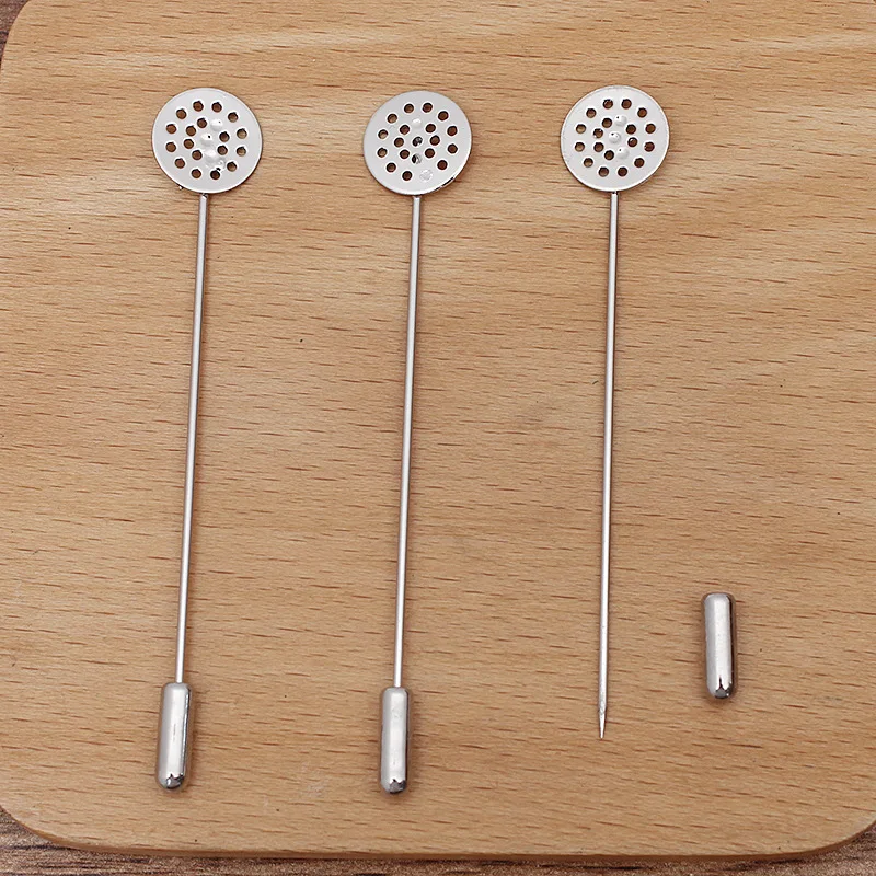 10pcs/Lot Metal Brooch Setting Blank 12mm Round Support Cabochon Base Bezel Trays For DIY Lapel Pins Jewelry Making Accesories