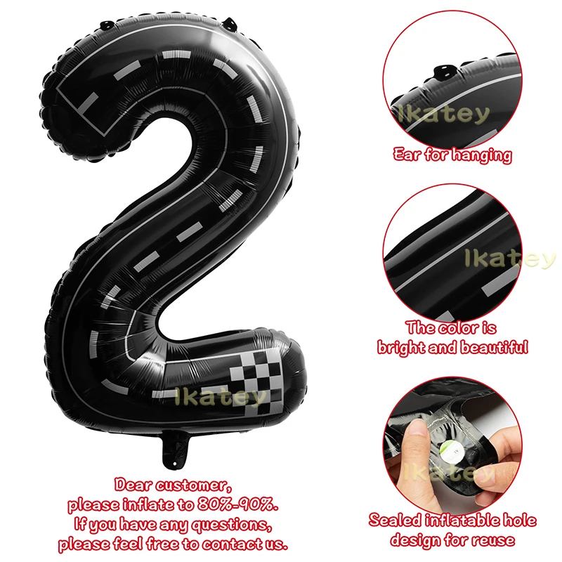 29Pcs Two Fast Birthday Party Supplies Decor Number 2 Large Digital Foil Balloons Inflatable Tires Traffic Light Trophy for Kids