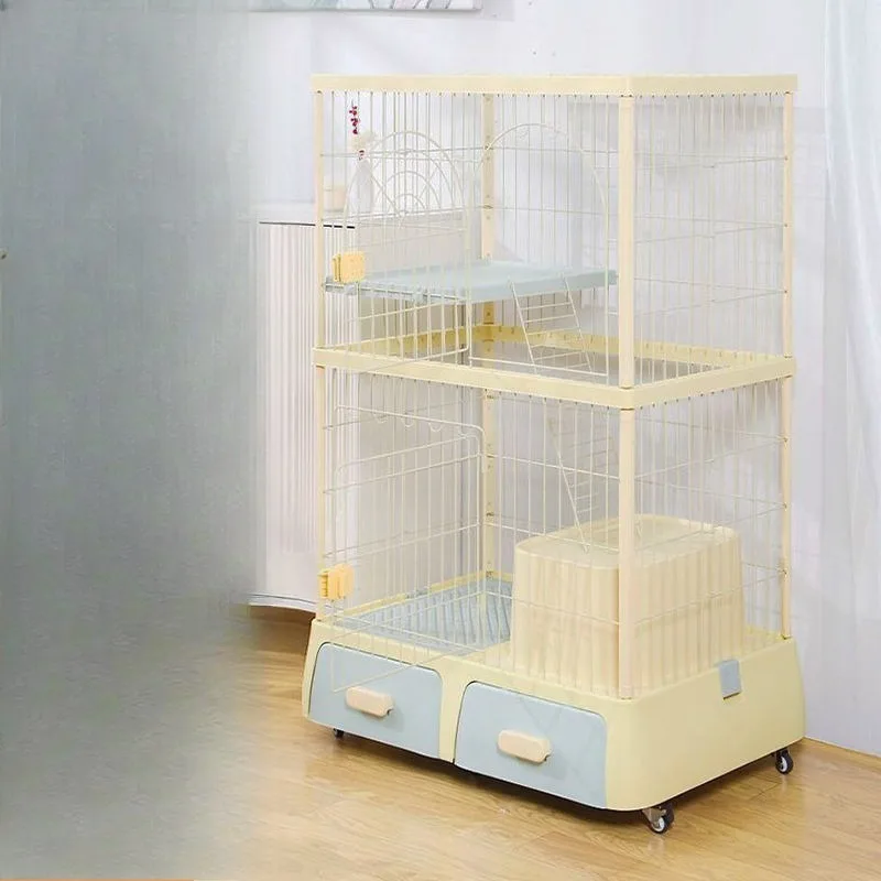 

Cat cage, household integrated luxury cat villa with toilet, cat house