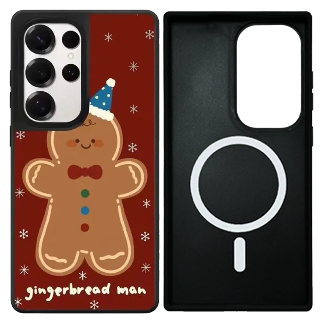 

Cartoon Gingerbread Man Christmas Mirror Surface Magnetic Phone Cover for Samsung Galaxy S23 S24 S25 Ultra S25+ Plus Case