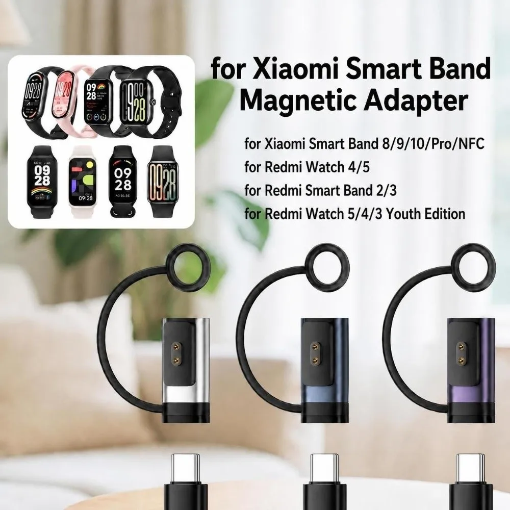 N52 Magnetic Magnetic Charging Adapter Aluminum Alloy USB-C Converter for Xiaomi Smart Band 8/9/10/Pro/Redmi Watch 4/5