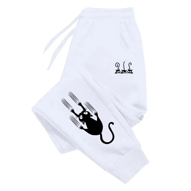 

2025 Autumn/Winter Men's and Women's Printed Casual Loose-Looking Retro High-Quality Sport Pants with Beautiful Cat Pattern