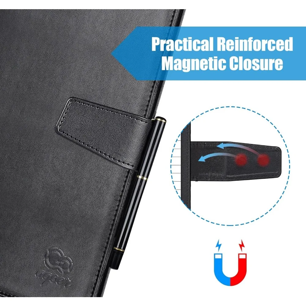 แฟ้มหนัง A5, ออแกไนเซอร์เอกสารทางกฎหมายสัมภาษณ์พร้อมฝาปิดแม่เหล็กพร้อมกระดาษขนาด A5, แท็บเหนียว, ปากกา