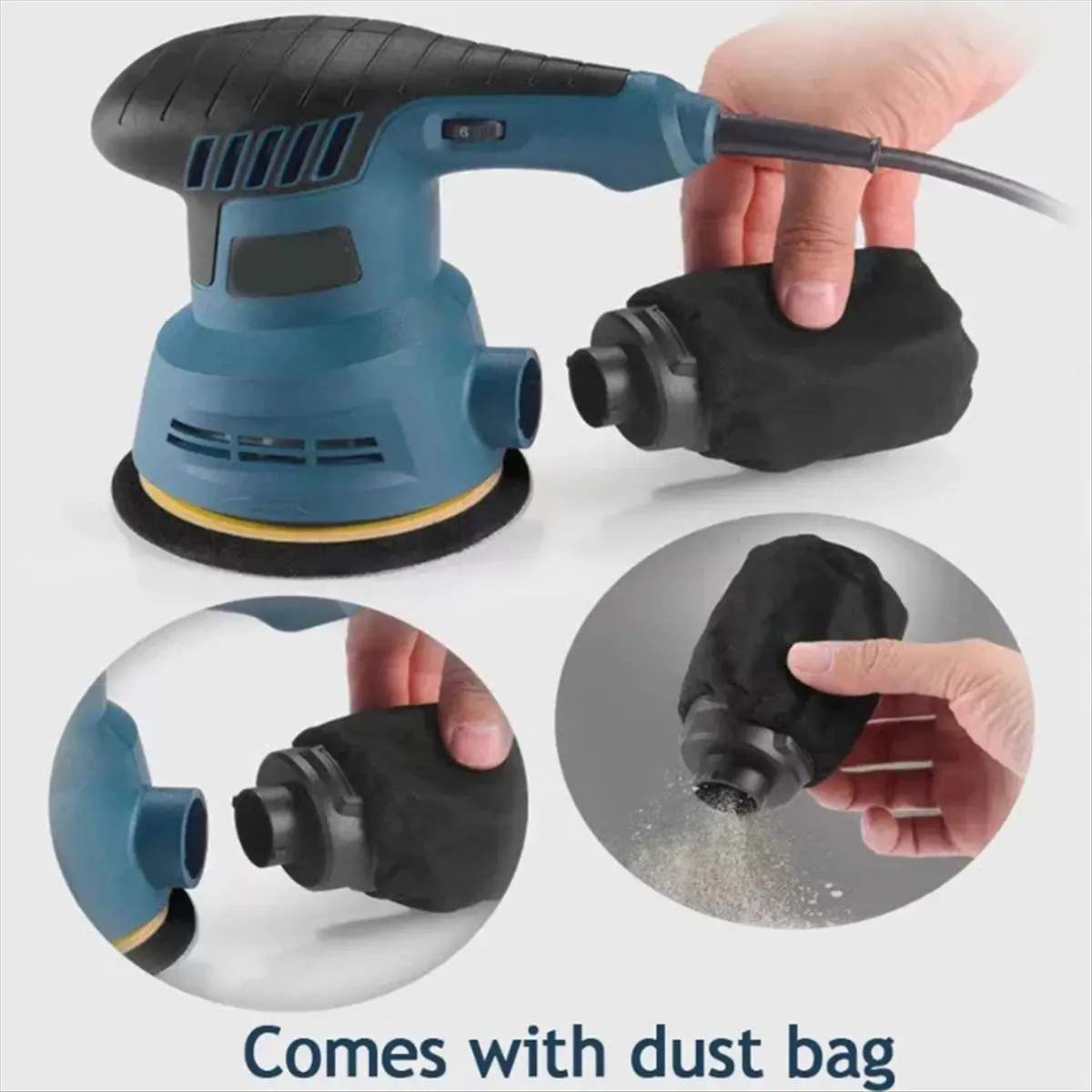 ABJS EU Plug,300W Electric Eccentric Sander,6 Gears Speed Adjustment 5 Inch 125mm,for Wood Sanding and Car Polishing
