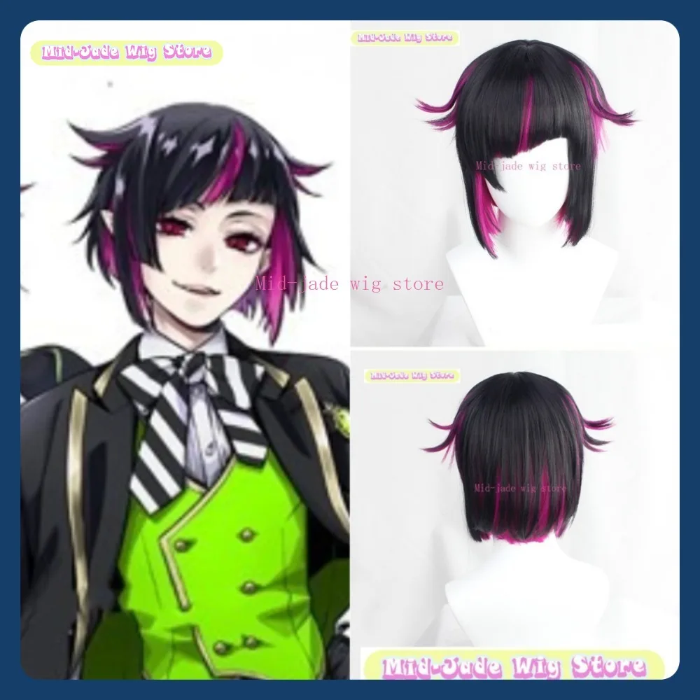 منتصف اليشم شعر مستعار مخزن الملتوية العجائب ليليا فانروج شعر مستعار تأثيري أنيمي لعبة لعب الأدوار الشعر الاصطناعية حفلة الهالوين