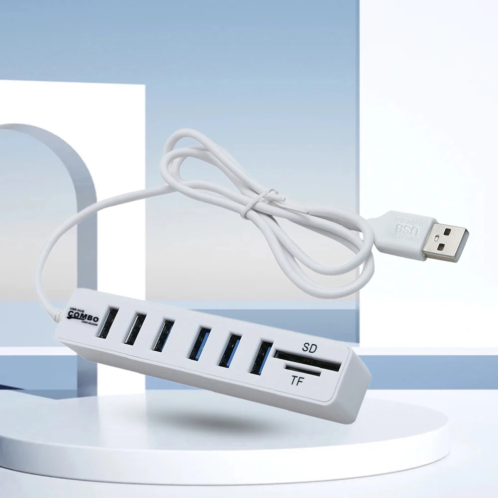 USB 6 Port Extension Hub High Speed Transmission Memory TF Docking Station Plug and Play USB 2.0 for Laptop Computer PC