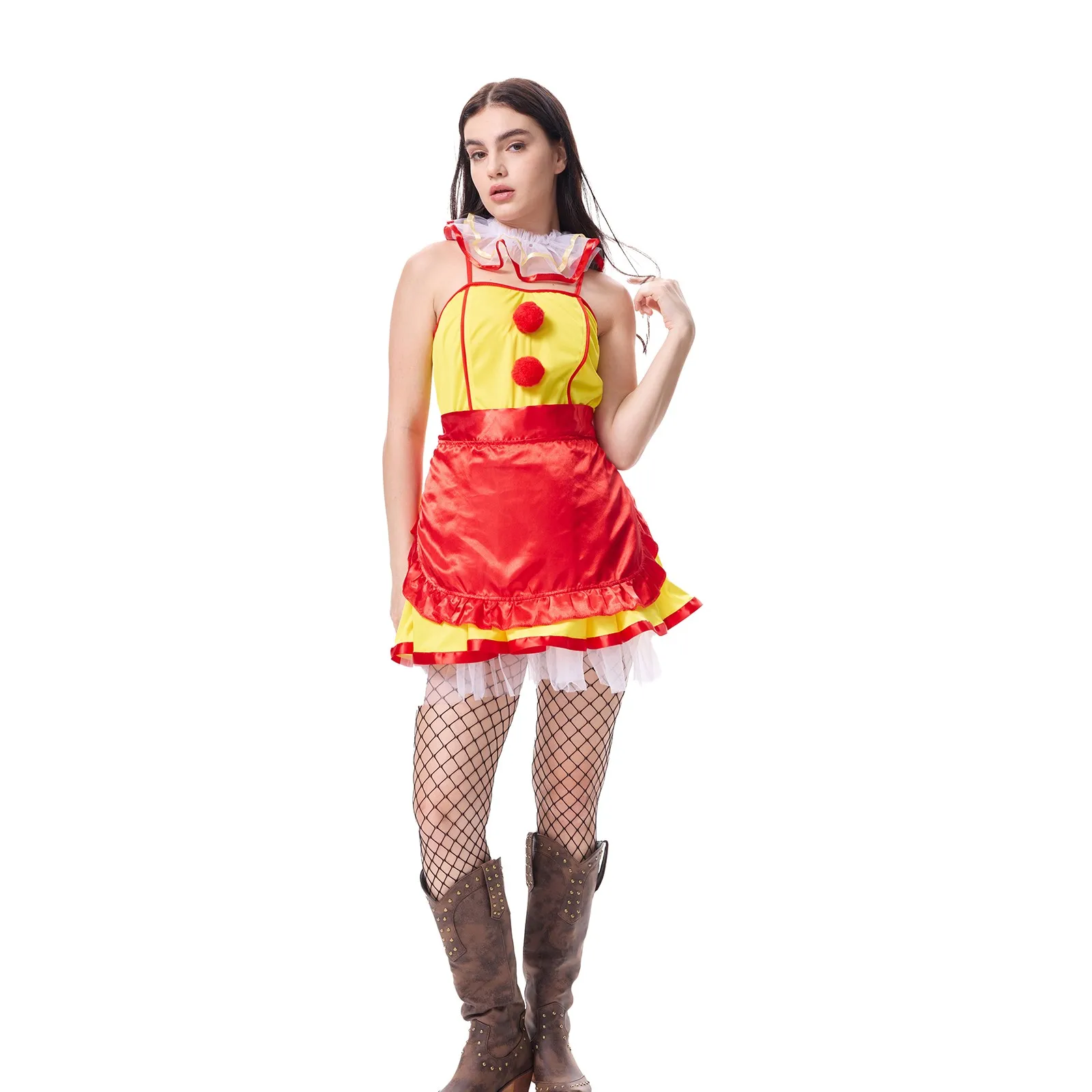 

Women'S Halloween Theme Costume Gorgeous Clown Cosplay Costume Ladies Sexy Tube Top Dress Mini Dress Role Playing Props