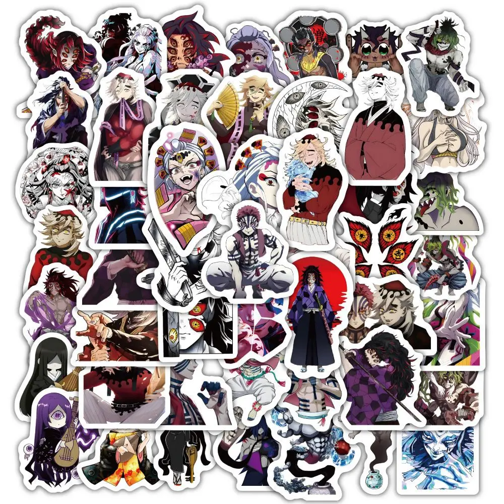 60Pcs Anime Ghost Month Cartoon Cool Stickers Akaza Kokushibo Waterproof Decoration Laptop Guitar Skateboard Children's Toy Gift