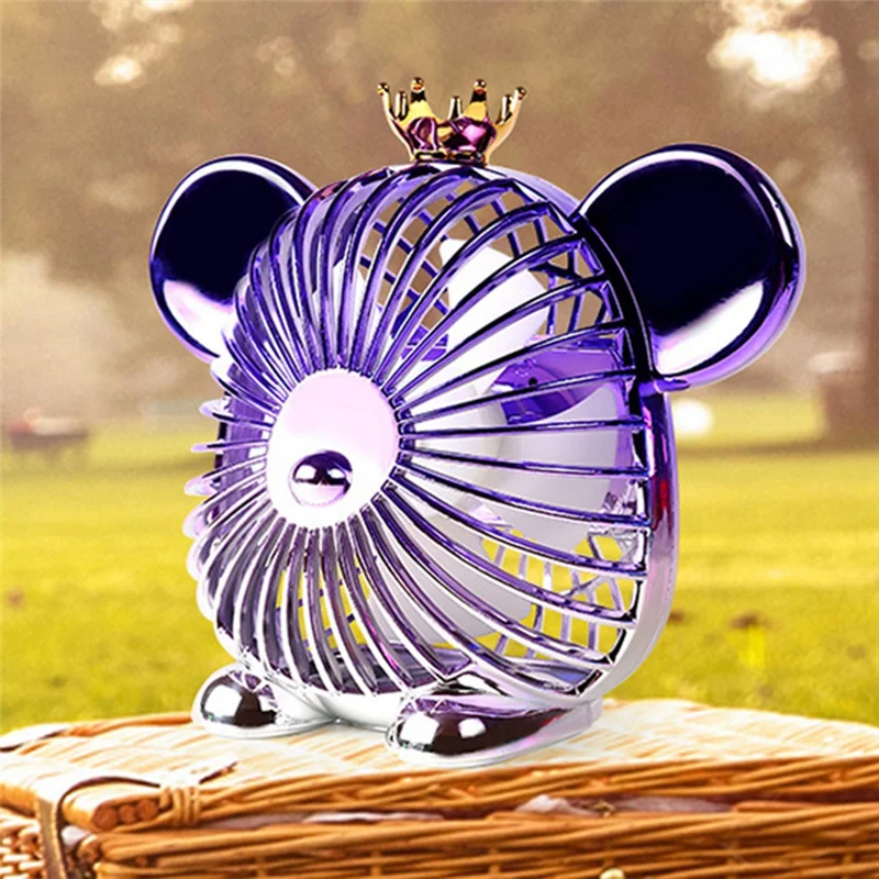 1200Mah พัดลมมินิฤดูร้อนพัดลมน่ารักแบบพกพาพัดลมเงียบ USB ชาร์จลมแรงสูงพัดลมสําหรับโฮมออฟฟิศสีม่วง