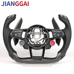 Carbon Fiber Steering Wheel for Audi R8 TT TTS 2016-2023 Sport Racing Wheel with Buttons Paddle Shifts Trim Cover Star Buttons