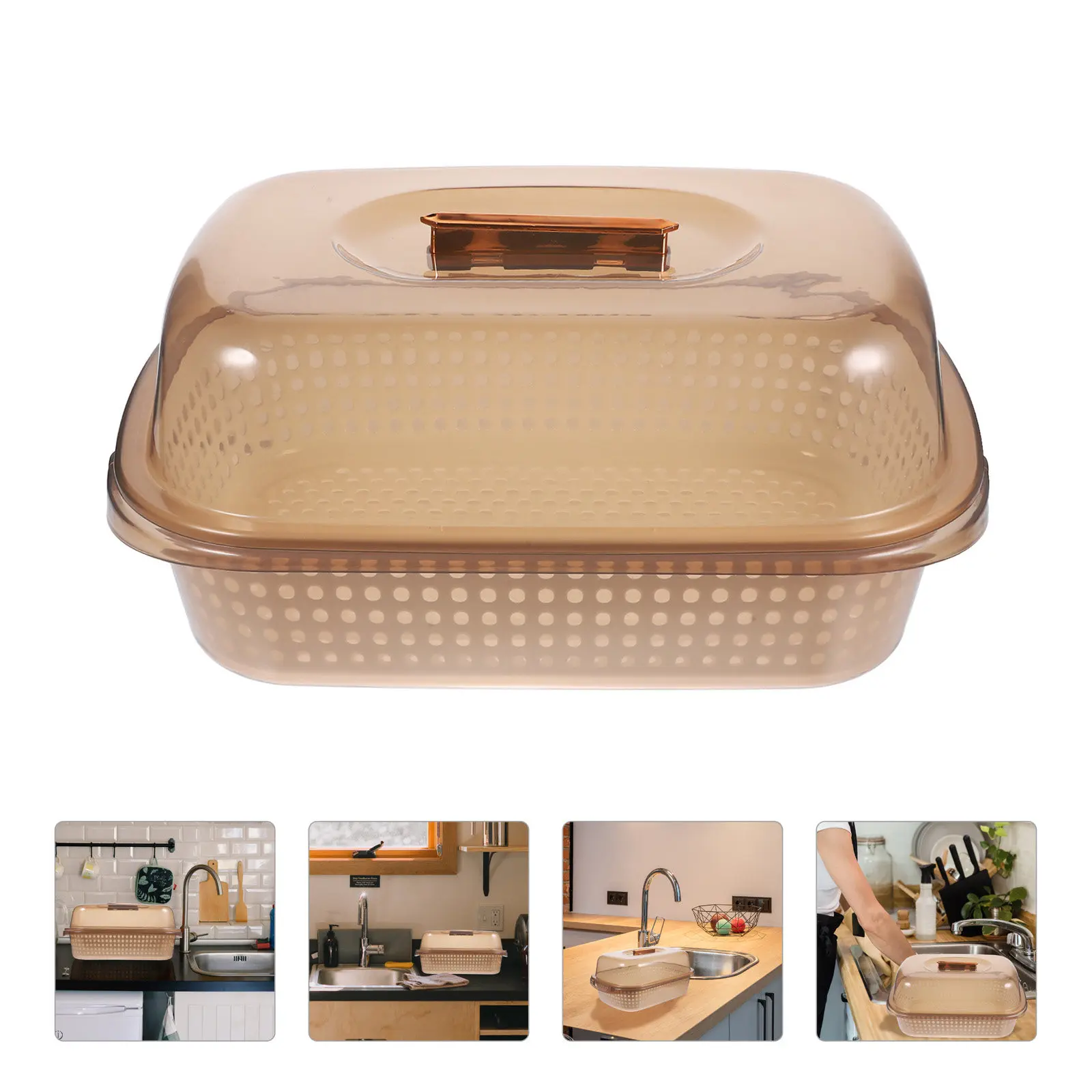 

Двухслойная корзина-дуршлаг для мытья овощей и фруктов, кухонная миска для очистки и хранения продуктов