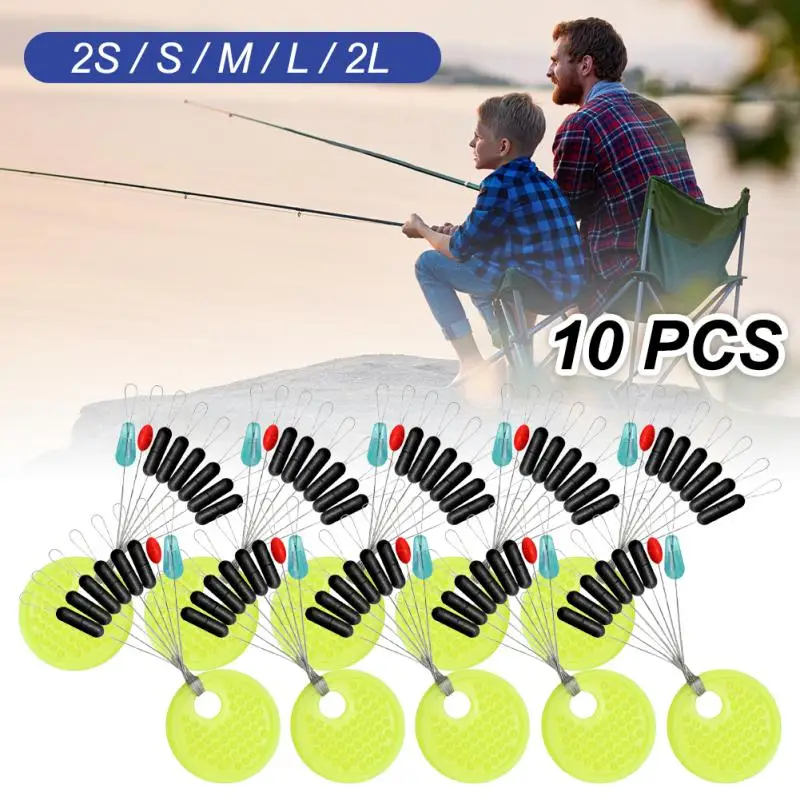 60pcs 10group Ishing Rod Rubber Space Beans Sea Carp Fly Fishing Black Rubber Oval Stopper Fishing Float Fishing Bobber