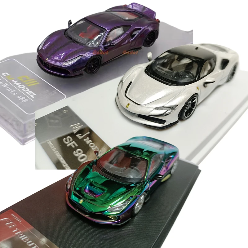 

Diecast 1/64 Scale Ferrari F8 Tributo Electroplated Chameleon 488 LB WK Sports Car Model Alloy Ferrari SF90 Sports Car Model