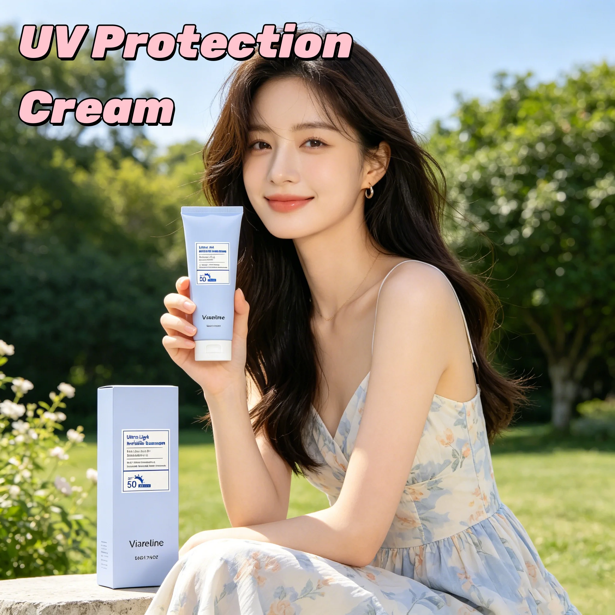 VIARELINE SPF50+ Whitening Sunscreen Cream VC Brightening Anti-Dark Spot Face Body Sun Lotion