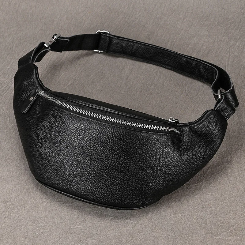 Big Waist Bag Mens Leather Belt Pounch Anti-theft Waist Pack Fanny Pack Bum bag Belt Waist Pouch Chest Bags For Male leather sac