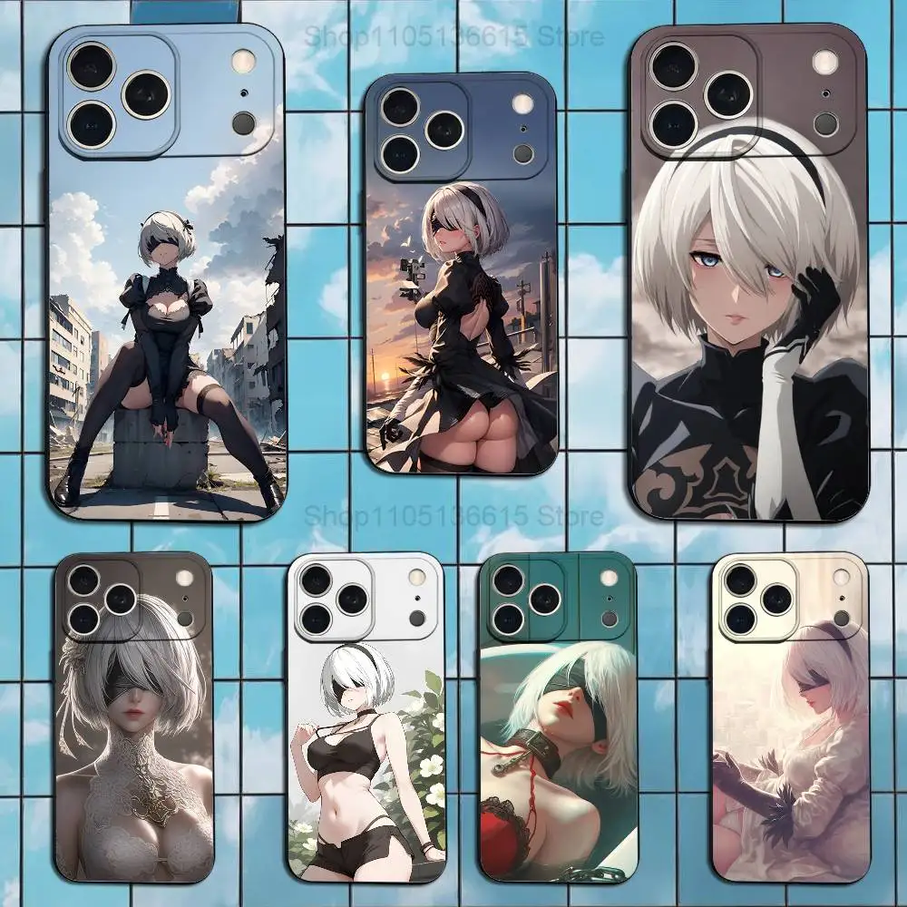 

Game N-NIER A-Automata-2B Phone Case For iPhone 17,16,15,14,13,12,11,Plus,Pro Max,XS,X,XR,SE,Mini,8,7,Soft Silicone Black Cover