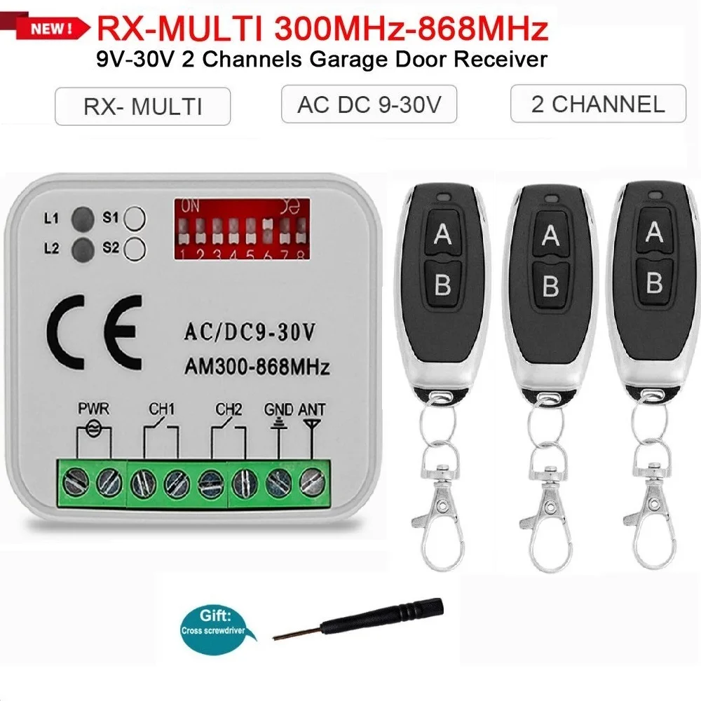 universal garagem porta receptor controle remoto rx multi frequencia ch controlador switch 433 868 mhz transmissor 300 900mhz 01