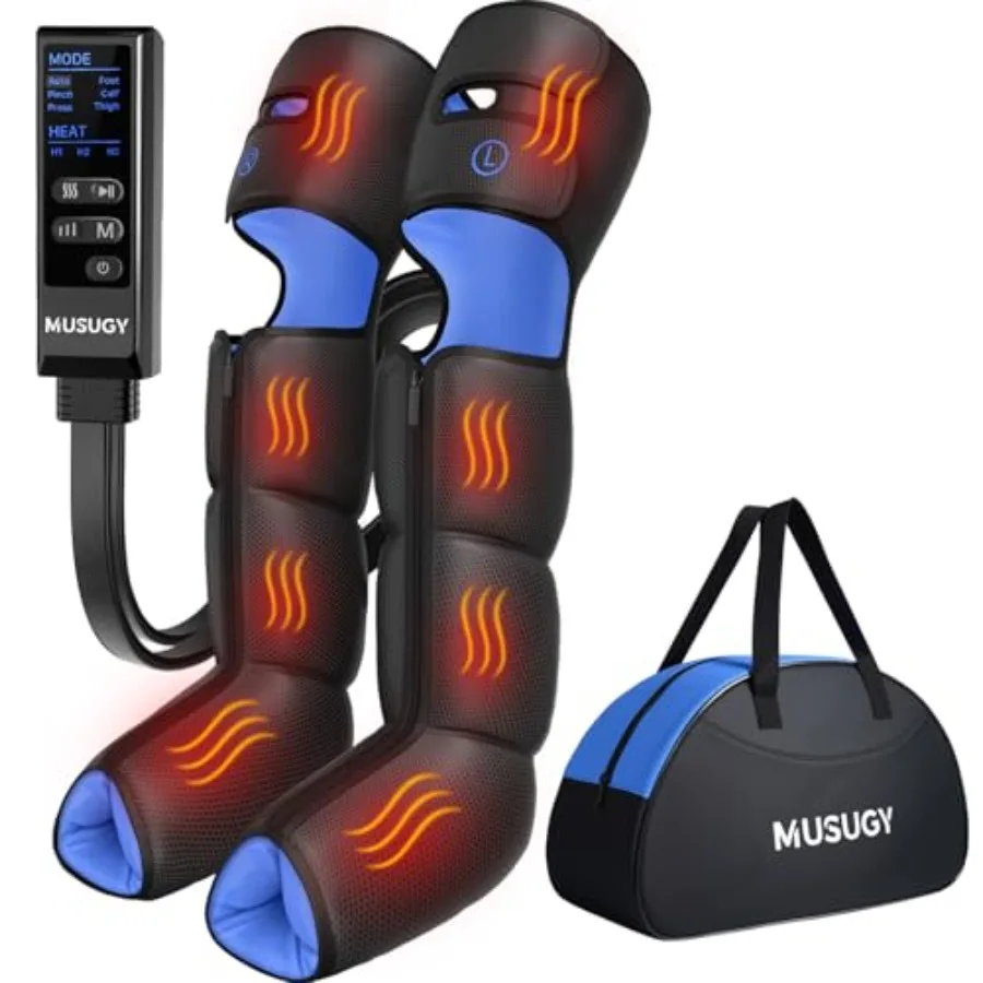

Leg Massager with Heat and Compression for Circulation Improvement and Muscle Pain Relief: Sequential Compression Boots Featuri